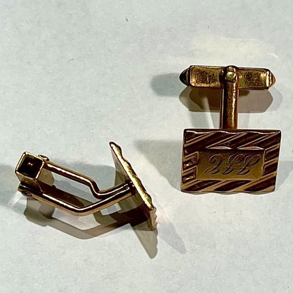 Swank 10K Gold Cufflinks (Gold Fill) with initials - Picture 3 of 5